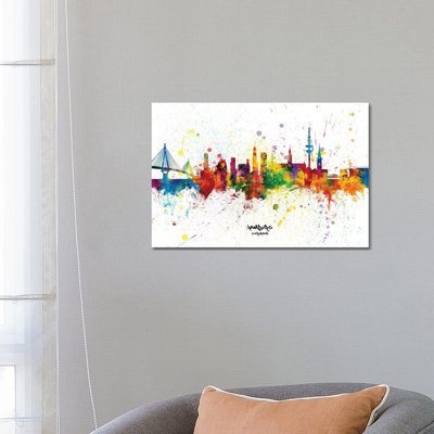 Hamburg Germany Skyline Splash by Michael Tompsett - 1 Piece Wrapped Canvas Painting