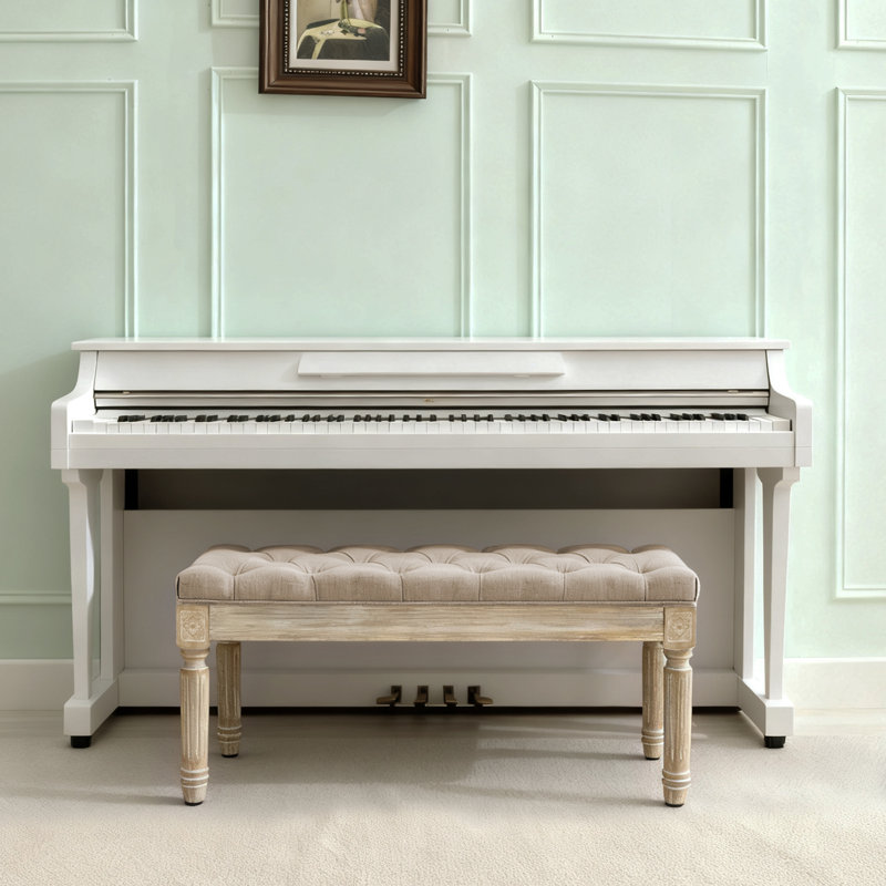Boswick Linen Upholstered Bench, Light Brown, 31.5" 