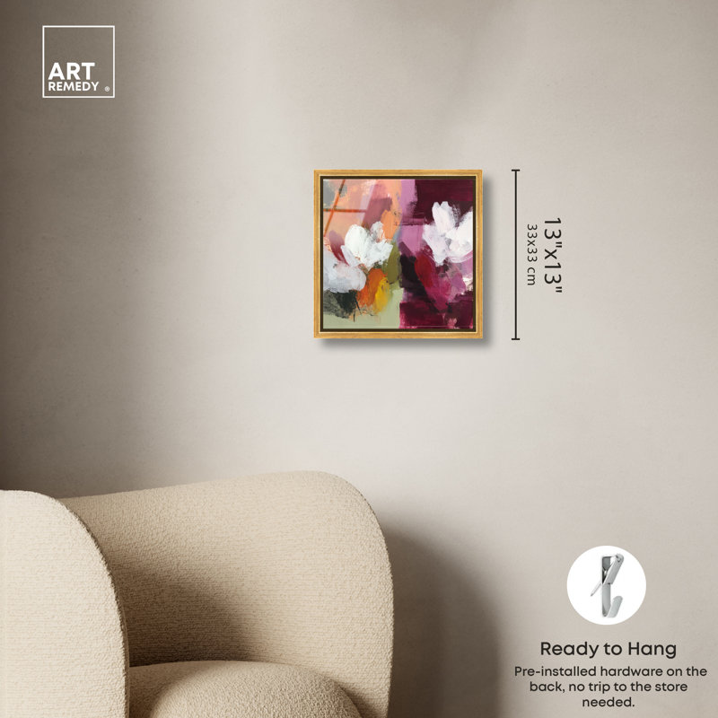 "Cool Crimson II", art mural encadré par Art Remedy, cadre doré, 12 x 12, H 13 po x l 13 po, Gold Frame