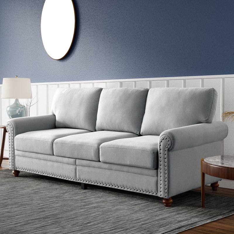 Canapé de rangement rembourré, H 34,5 po x l 82,68 po x P 31,89 po, 100 % polyester gris