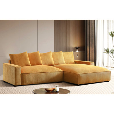 Canapé modulaire faisant face à gauche de 106,7 pouces avec méridienne avec méridienne, canapé modulaire 2 pièces rembourré en plumes de velours côtelé, canapé à assise profonde minimaliste