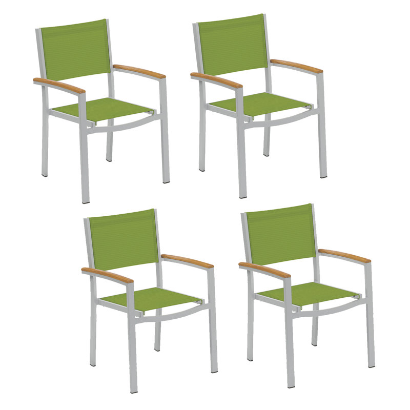 Travira Stacking Patio Arm Chair, Cocoa, Flint, Tekwood Natural