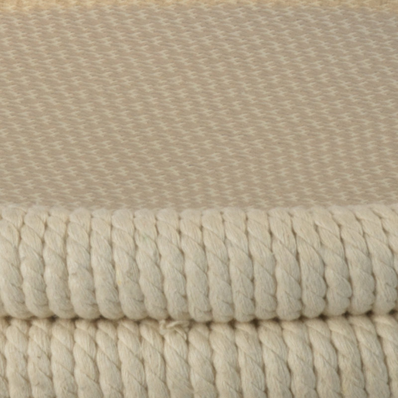 Round Off-White Rope and Glass Side Table