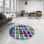 Tapis bleu marine/rose/vert à motifs-730668306