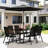 8 Pieces Patio Table and Chairs Set with 9 Ft Patio Umbrella, Outdoor Dining Set with 4.6 Ft Dining Table and 6 Chairs, Push Button Tilt and Crank Parasol, Tempered Glass Top-1885798072