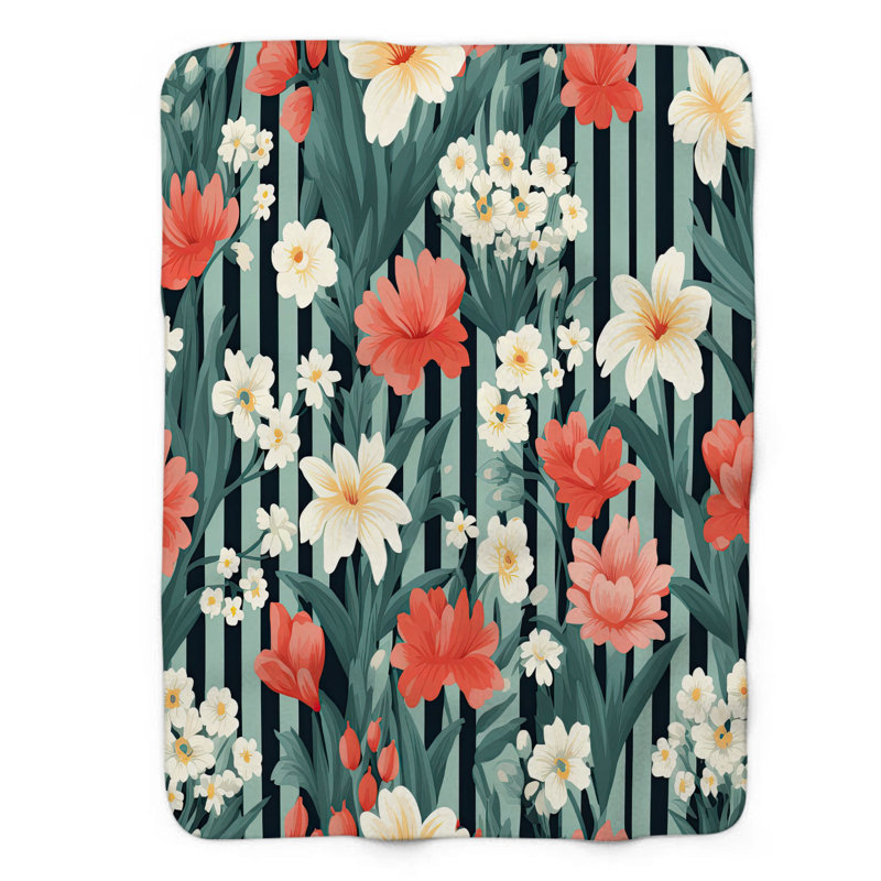 Jeté Picket Posy Pathway - 1 Piece Premium Sherpa Blank, 60 po x 80 po