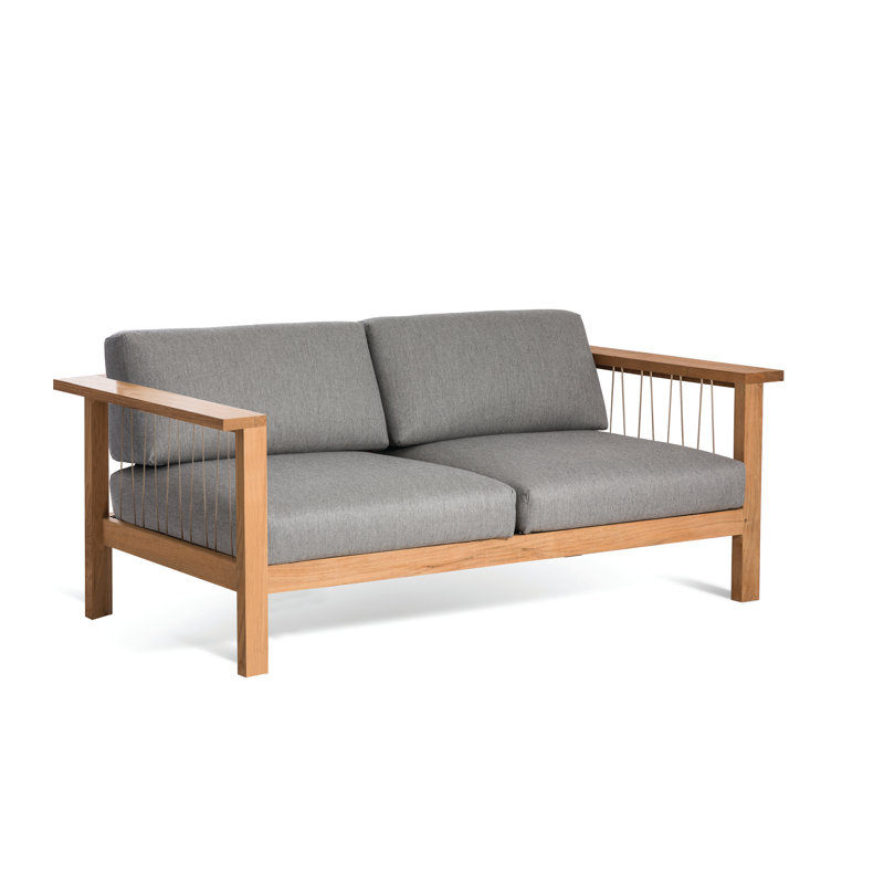 Causeuse en teck Maro avec coussins Sunbrella, Gris anthracite