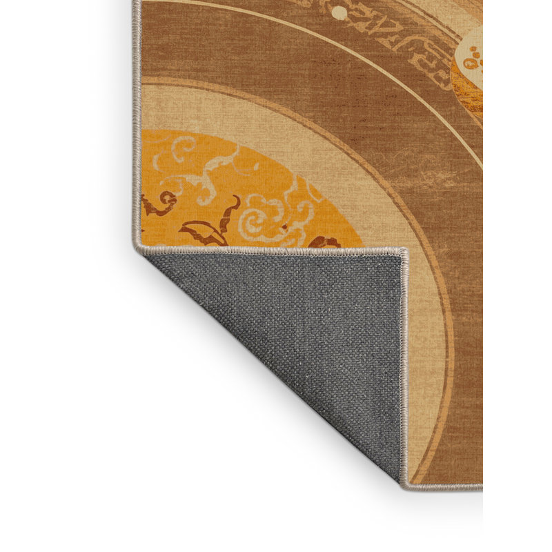 Tapis oriental moelleux et moelleux à motif oriental classique brun et beige, 7 x 10