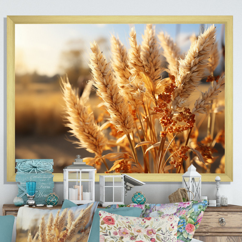 " Beige Herbs Field I ", 12" H x 20" W, White Picture Framed