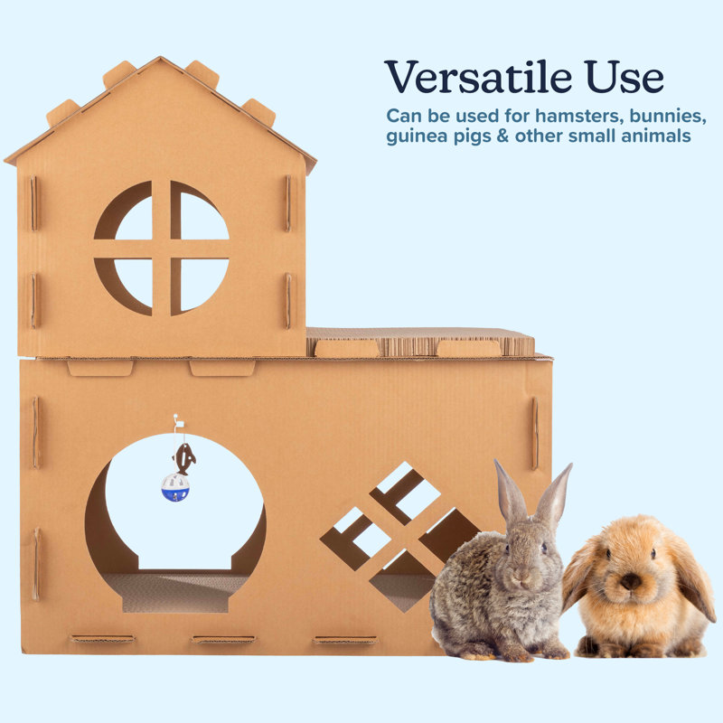 PETMAKER Cat House - Cardboard Cat House with Scratching Pads, Toys, and Catnip - Multi-Level Cat Houses for Indoor Cats, Kittens and Small Animals