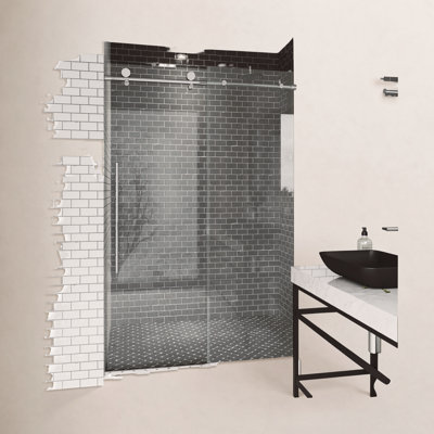 Elan E-Class 44-48" W x 76" H Sliding Frameless Shower Door with 3/8" Clear Glass