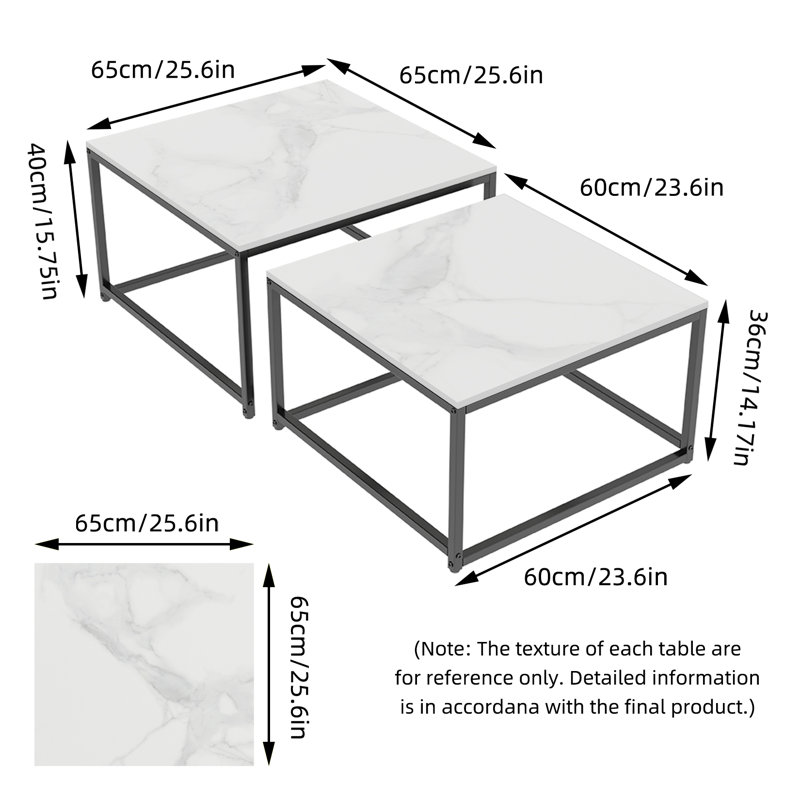 Stone Top Nesting Coffee Table, White