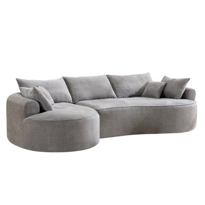 124.5" Modern Curved L-Shaped Modular Chenille Sofa with 7 Pillows