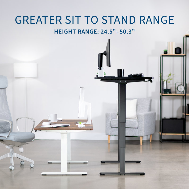 Electric 71" x 30" Stand Up Desk Workstation, 2B7B Series, Black/White, 25.4'' H x 71'' W x 30'' D