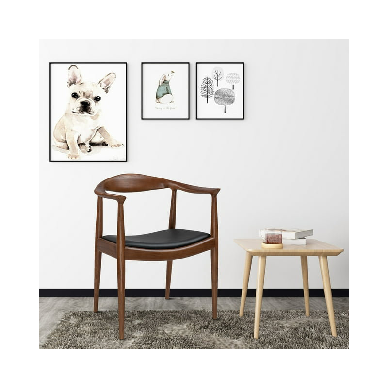 Lailyn Upholstered Dining Chair, Kennedy Armchair, Dark Brown Wood