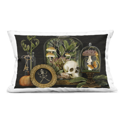 Dark Academia Terrarium Motif Decorative Printed Throw Pillow design by Nicole Tamarin
