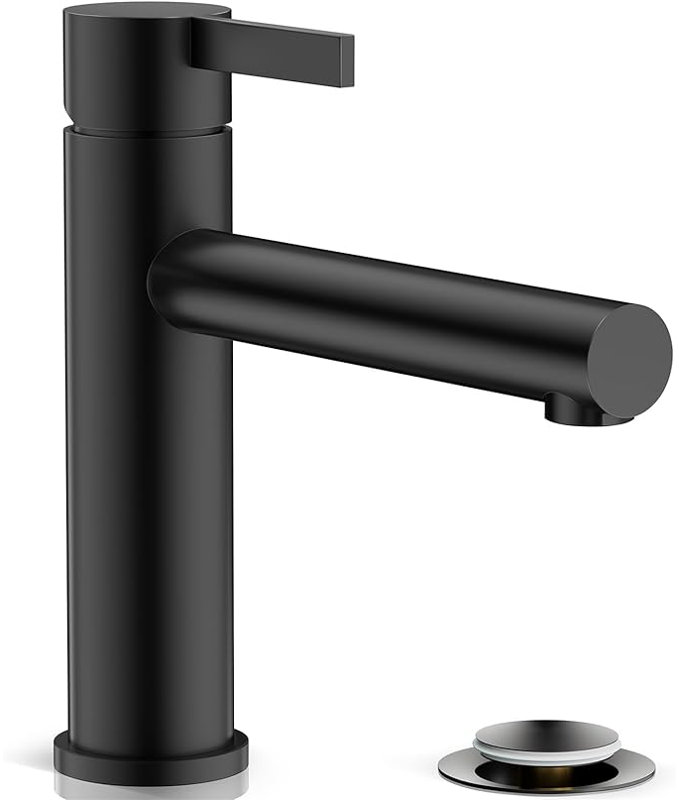 NO Single-handle Bathroom Faucet with Drain Assembly, Matte Black