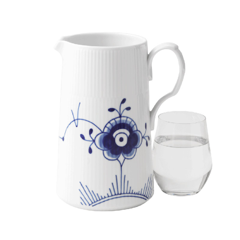 Blue Fluted Mega Royal Copenhagen White/Blue Elements 50.72 oz. Pitcher