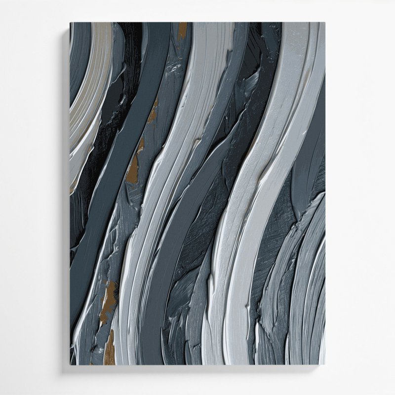DiagonalStripes Granite Black Canvas Wall Art, 24" H x 36" W