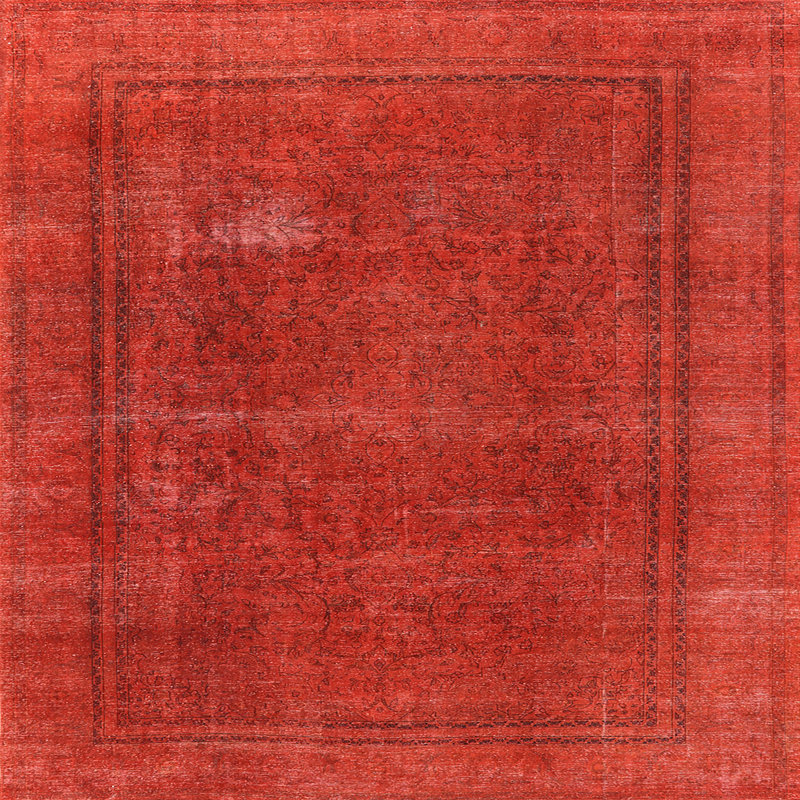 Tapis de style oriental rouge, Carré 5 pi