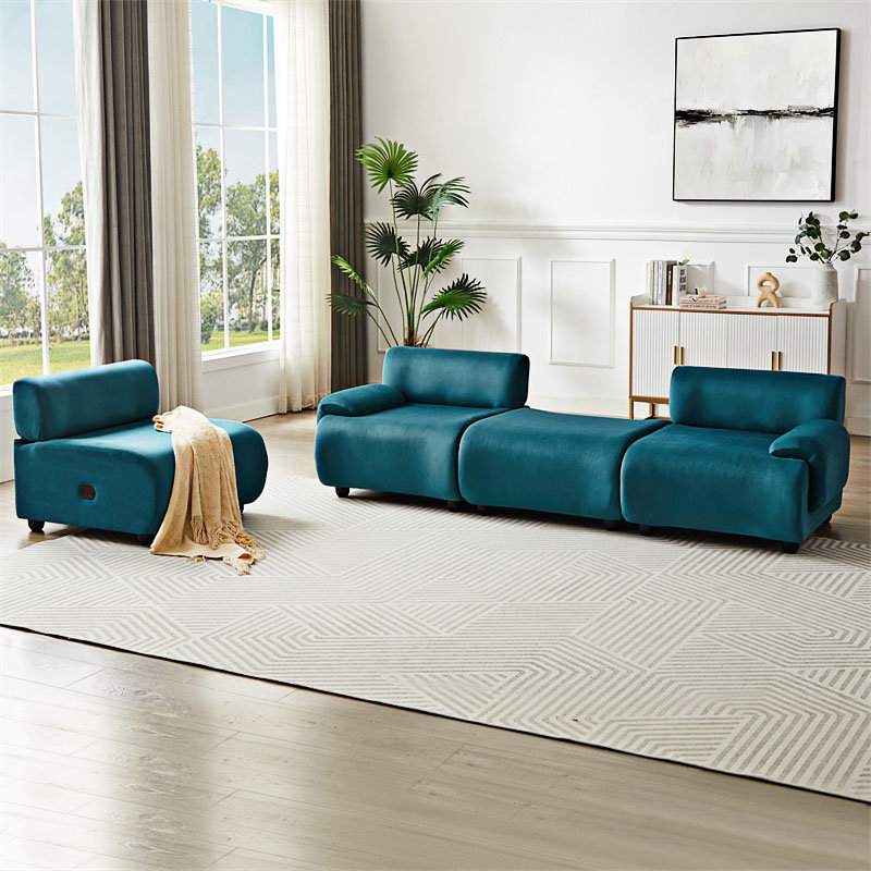 Canapé modulaire Demba, Tissu bleu