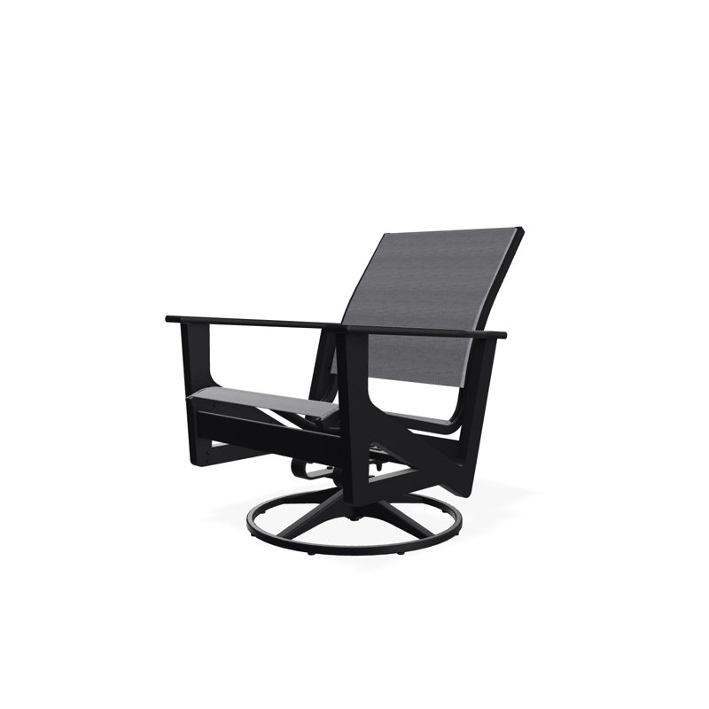 Wexler Outdoor Swivel Lounge Chair, Augustine Shadow, Black