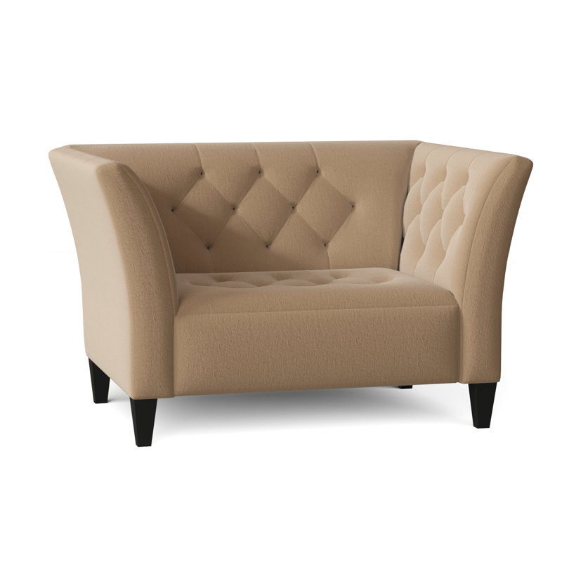 Carruth Upholstered Armchair, Bella Buckwheat Performance Velvet