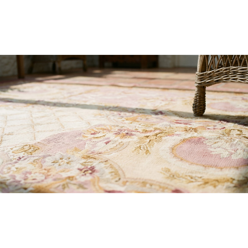 Ivory Antique Allover Trellis Design Oversized French Savonnerie Carpet