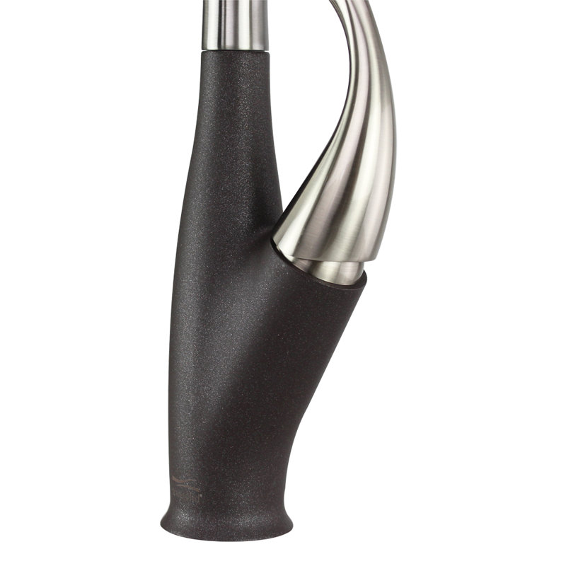Évier de cuisine avec robinet encastré l 32 po x l 19 po granite Radius, Espresso, Acier inoxydable de luxe / Espresso