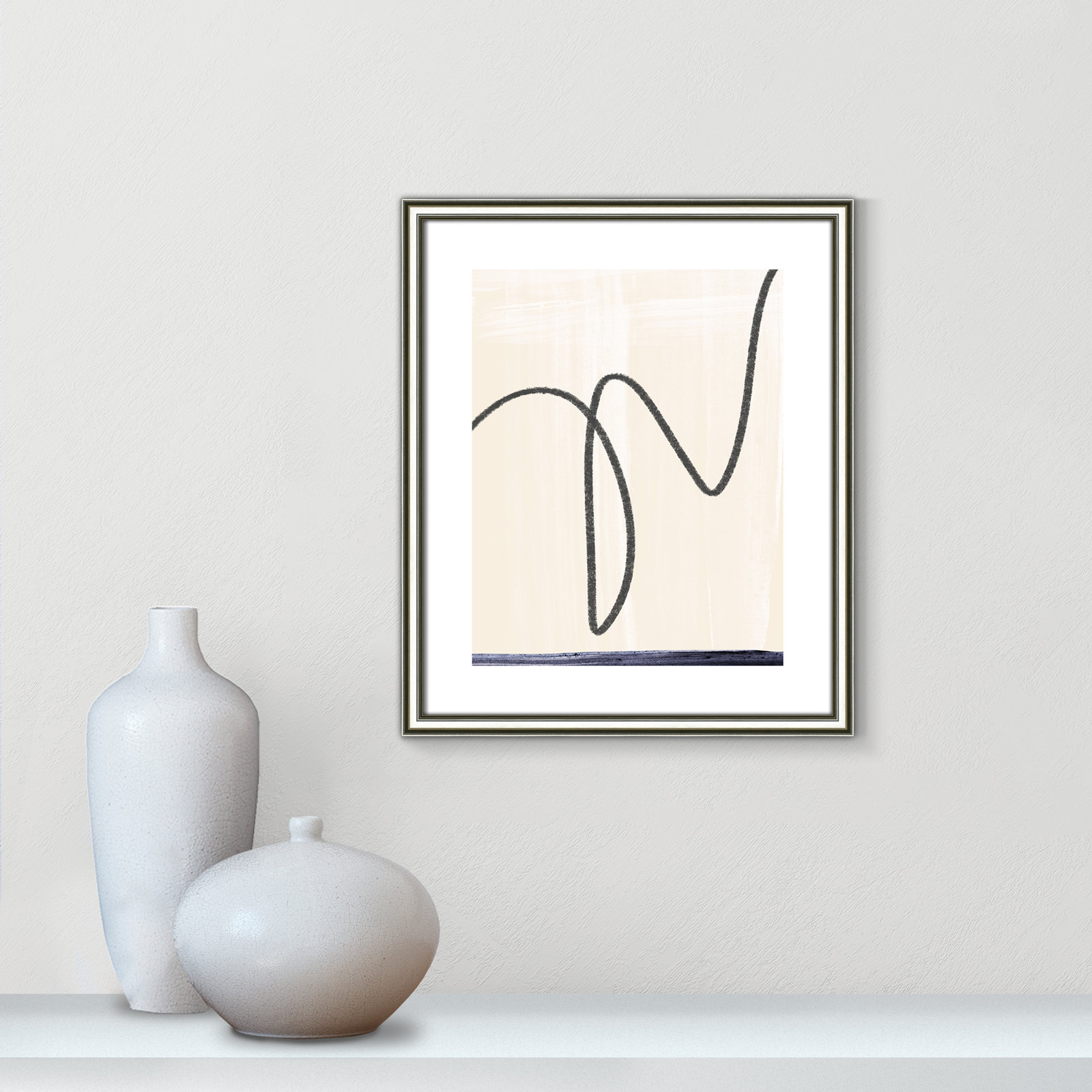 Tigerlily "Departured I" Painting, 20.25" H x 17.25" W x 0.88" D, Silver Framed Paper