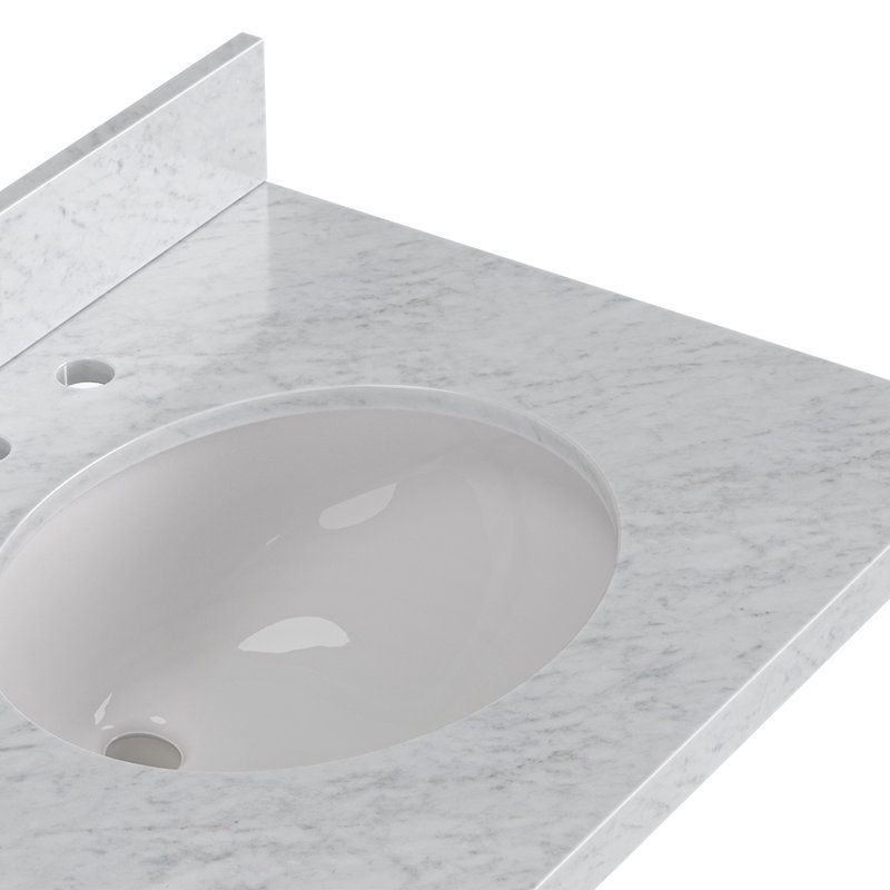 Cambridge 37'' W Single Vanity, Carrara Marble, Vintage Green, Rectangular