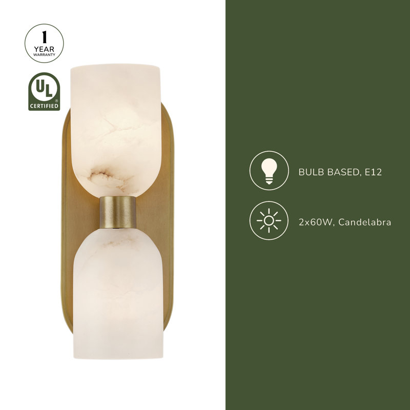Lucian 2 - Light Bath Bar, Alabaster/Polished Nickel