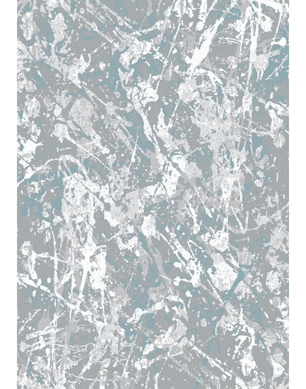 Gris Touffeté/turquoise/Tapis décoratif argent, Rectangle 6 pi 7 po x 9 pi 6 po