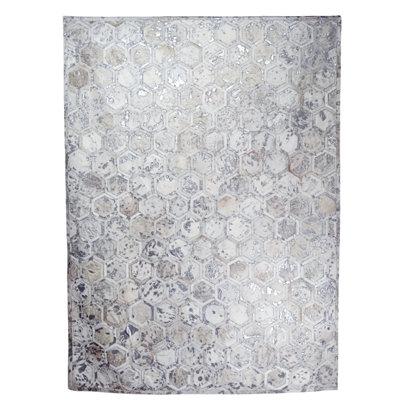Acid Washed Cowhide Patchwork Area Rug