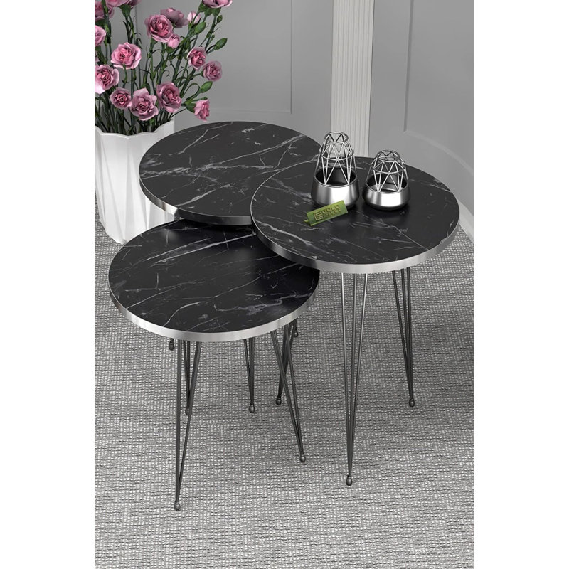Caio 35cm Console Table, Black Marble