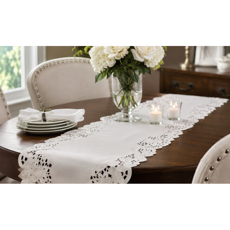 Classic Floral Cutwork Lace Table Runner