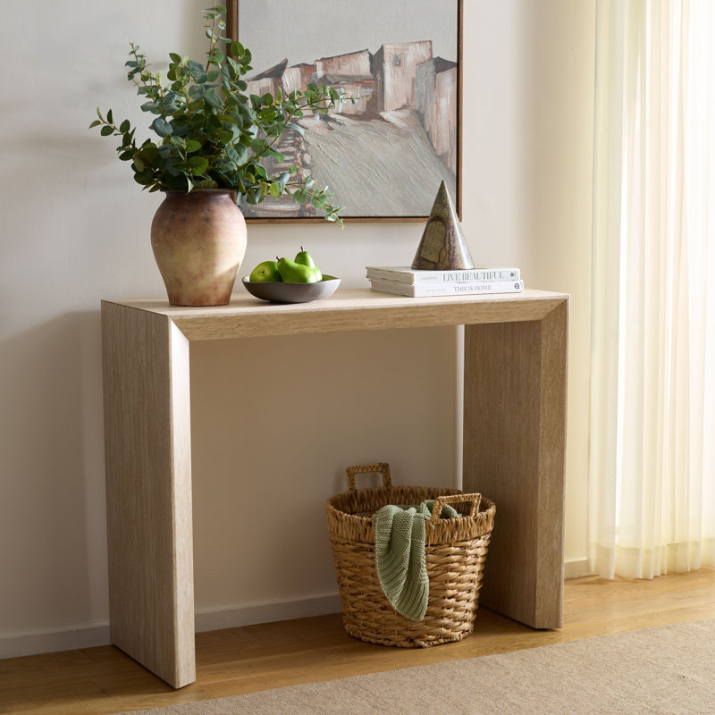 Woodrow Console Table, Faux Travertine