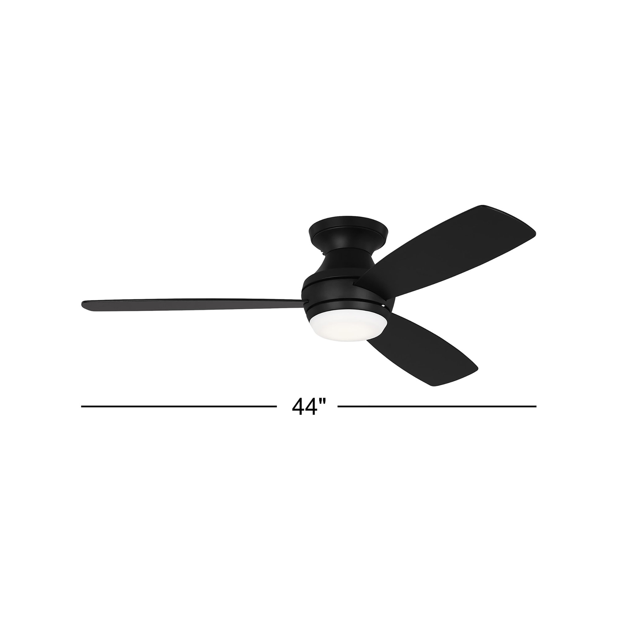 Rivers 3 Blade Ceiling Fan with LED Light Kit, 44", Midnight Black with Black/Walnut Blades