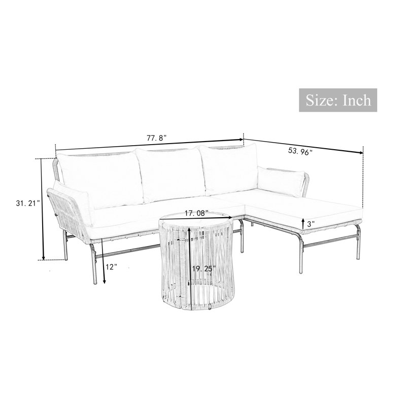 Alfye 3 - Person Patio Conversation Sets with Cushions