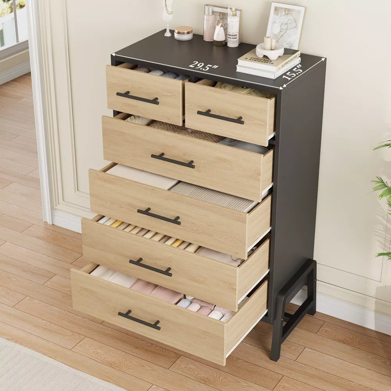 Commode l 29,5 po Mangu, commode avec rangement de 46,6 po de hauteur et commode, Anthracite