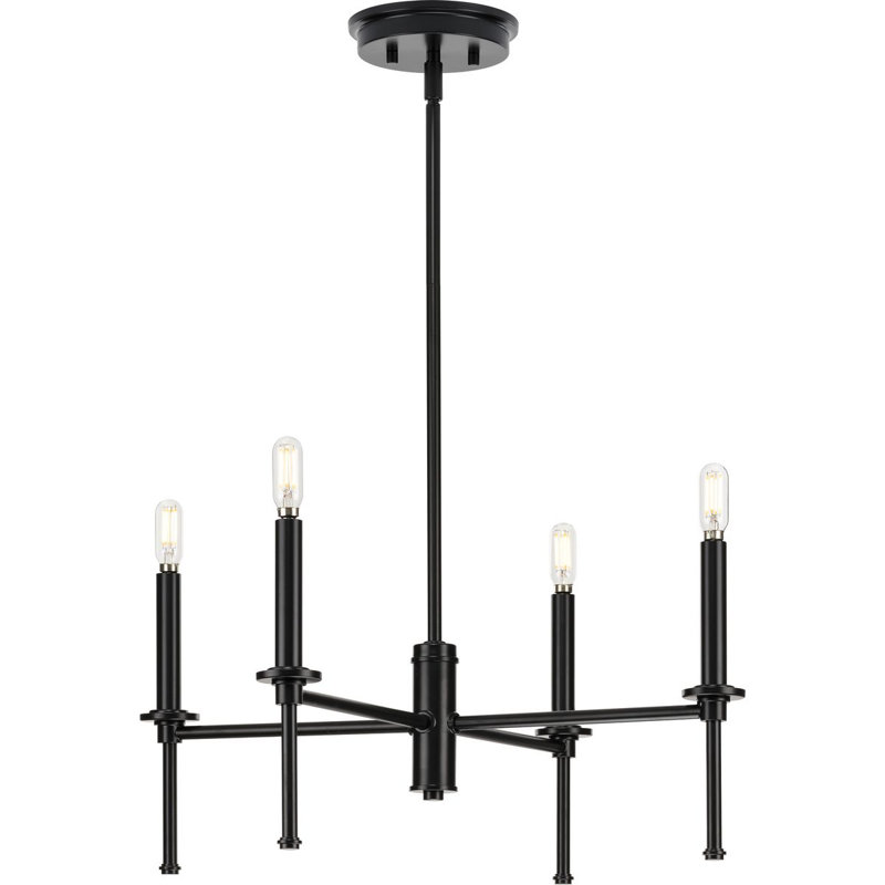 Nouveau lustre traditionnel à quatre lumières Adbiel, Noir mat