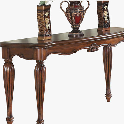 Cherry wood sofa table with curved legs