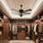 52'' Black Crystal Branch Ceiling Fan With Light And Remote, Reversible Blades