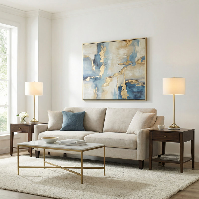 33" Marble Table Lamp With White Shade