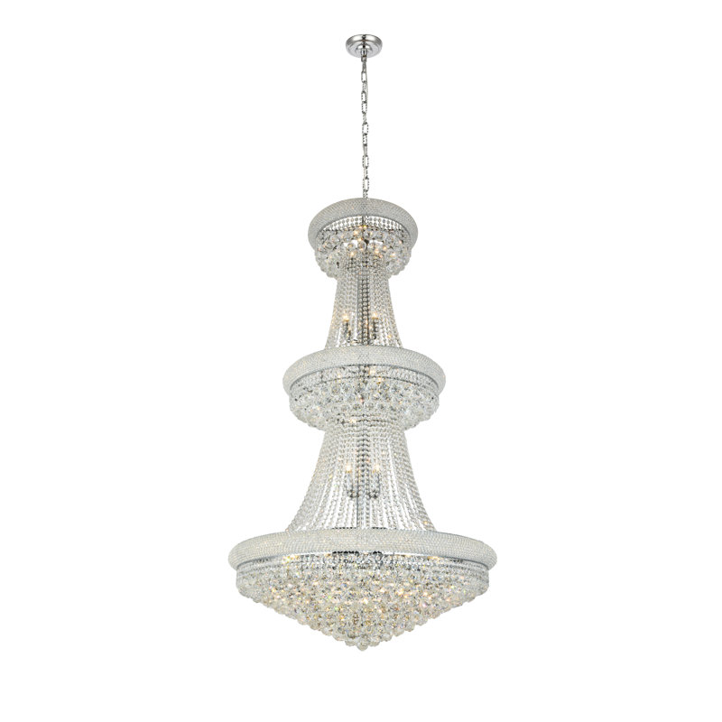 Plafonnier encastré empire en cristal 32 lumières Ston Easton, 36 po / chrome / coupe royale