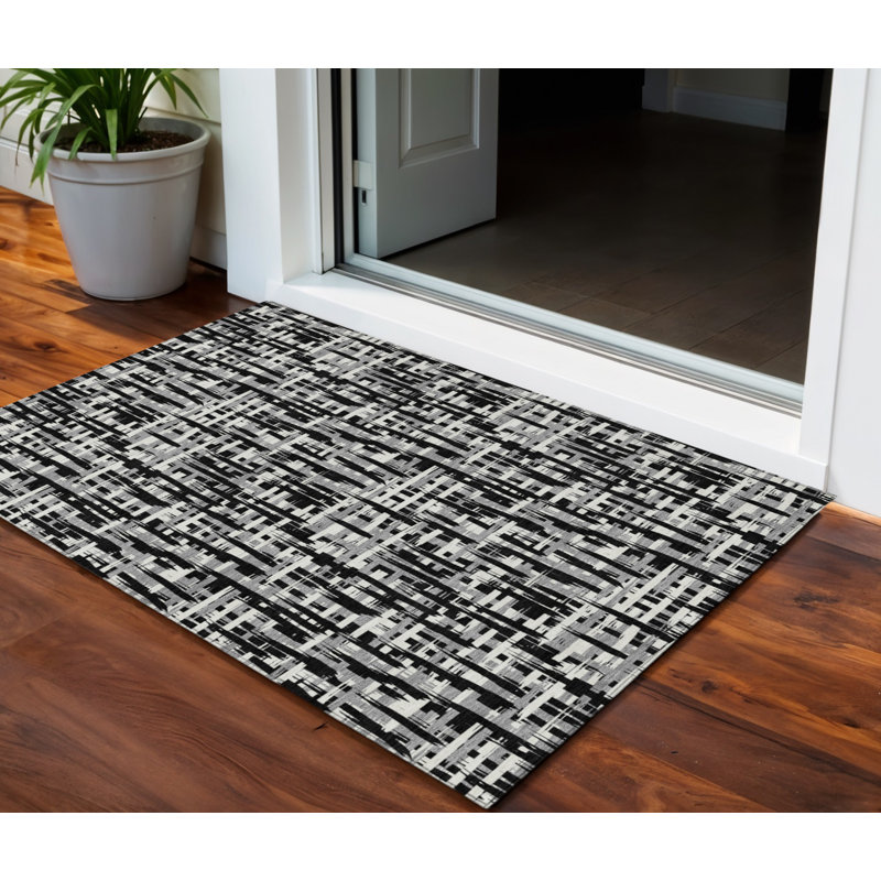 Tapis intérieur lavable abstrait 3 pi x 5 pi noir