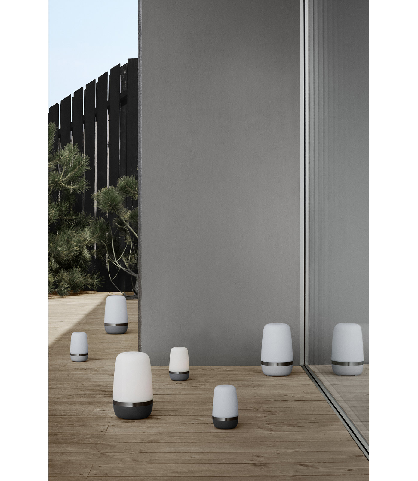 Spirit Rechargeable LED Outdoor Table Lamp, White/Gray, 9.8" H x 5.9" W x 5.9" D