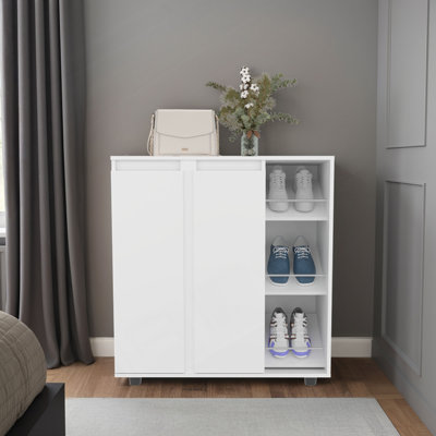 Range-chaussures H 36 po, 2 portes, 11 tablettes, blanc - Chambre