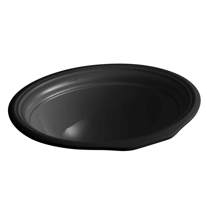 Devonshire Ceramic Oval Undermount Bathroom Sink with Overflow, Black
