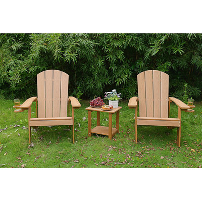 Fauteuil 2 pièces Adirondack, chaise longue d'extérieur avec porte-gobelet latéral intégré